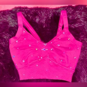 NWOT Pink XS/S Rhinestone Sports Bra FP